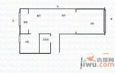 市府小区2室1厅1卫56㎡户型图