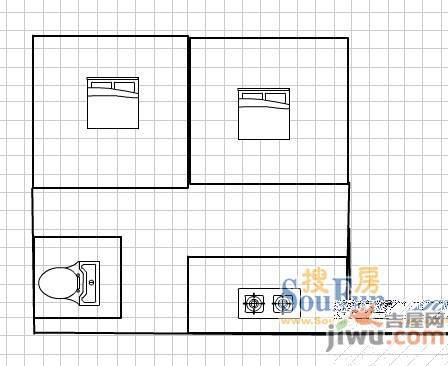 西花园1室1厅1卫户型图