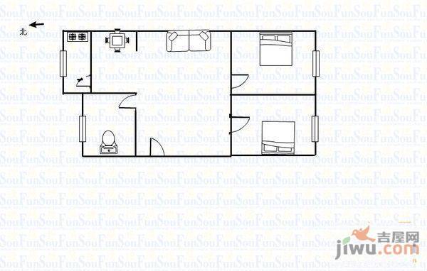 西花园1室1厅1卫户型图