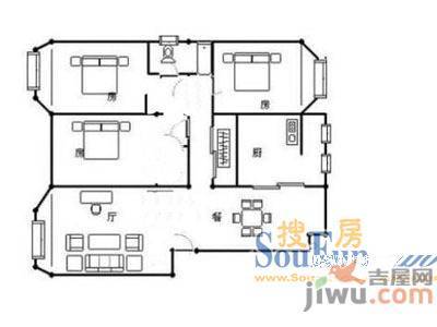 草埠小区3室2厅1卫户型图