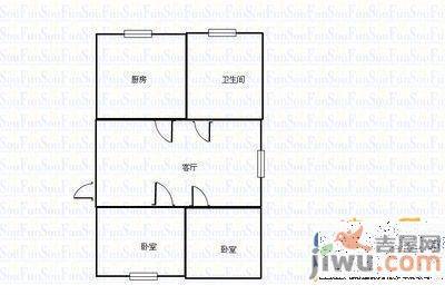 幸芝里2室2厅1卫62㎡户型图