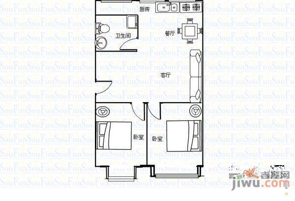 福利莱小区3室1厅1卫89㎡户型图