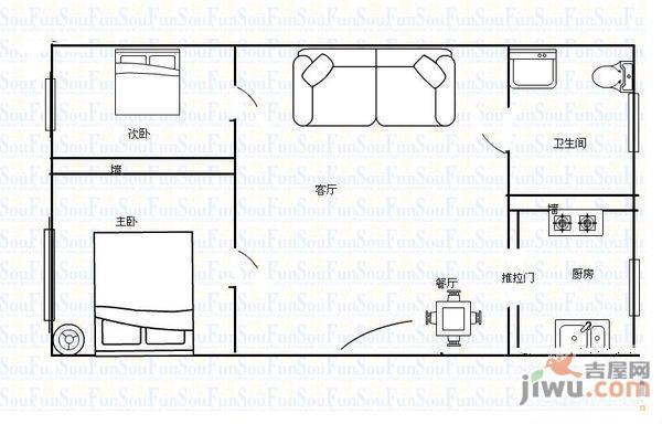 福利莱小区3室1厅1卫89㎡户型图