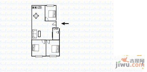 福利莱小区3室1厅1卫89㎡户型图