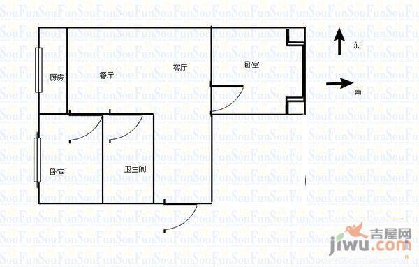 曙光名座3室1厅1卫111㎡户型图