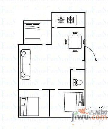 蓁山花园2室2厅1卫69㎡户型图