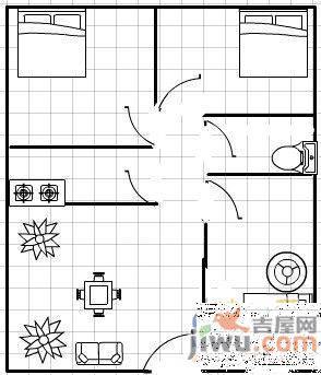 蓁山花园2室2厅1卫69㎡户型图