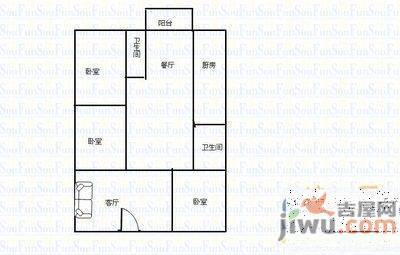 三环花园3室2厅1卫户型图