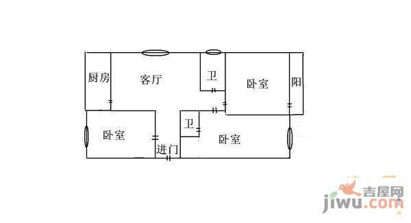 双新公寓3室2厅1卫户型图