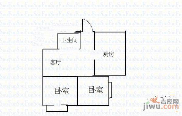 佰和数码广场2室1厅1卫124㎡户型图