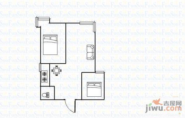 芝罘岛西里2室1厅1卫户型图