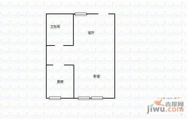 芝罘岛西里2室1厅1卫户型图