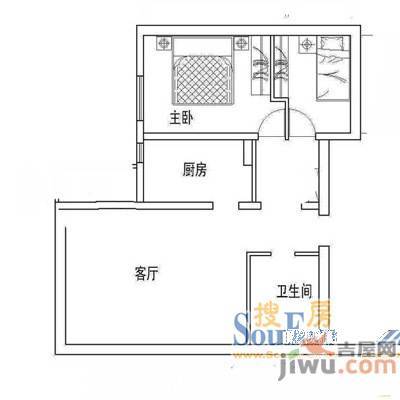 海鹰韩国城1室2厅1卫户型图