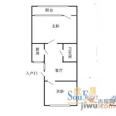 海鹰韩国城1室2厅1卫户型图