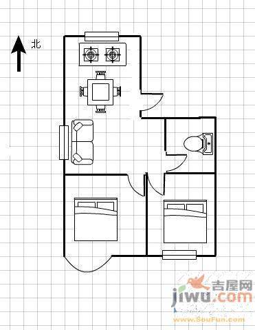 美航花园2室2厅1卫87㎡户型图