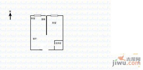 美航花园2室2厅1卫87㎡户型图