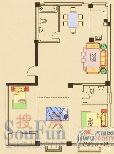 雪玉花苑2室2厅1卫113.4㎡户型图