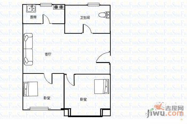 富豪花园3室2厅1卫89㎡户型图