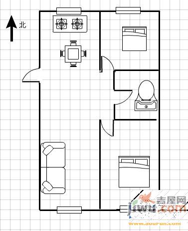 富豪花园3室2厅1卫89㎡户型图