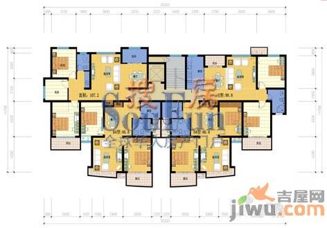 华海现代城2室2厅1卫101㎡户型图