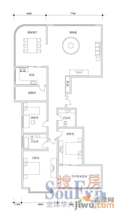 临海君天下3室2厅2卫262㎡户型图