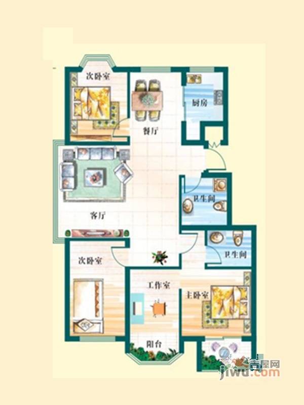 天赐椿城二期欢乐颂4室2厅2卫145㎡户型图