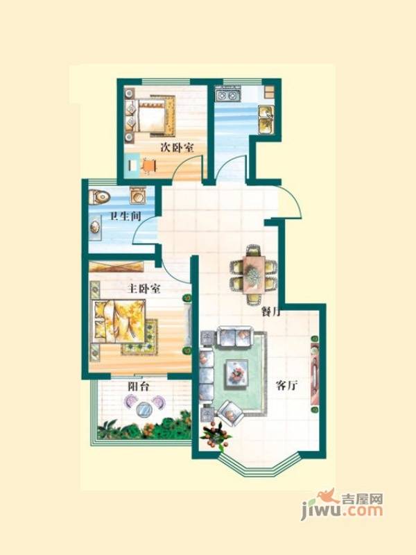 天赐椿城2室2厅1卫97㎡户型图