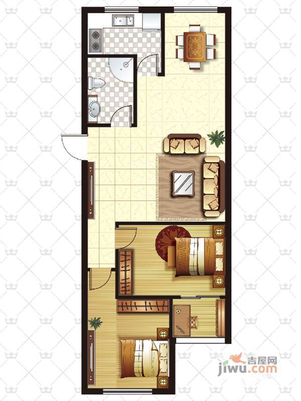 澳城苑3室2厅1卫95㎡户型图