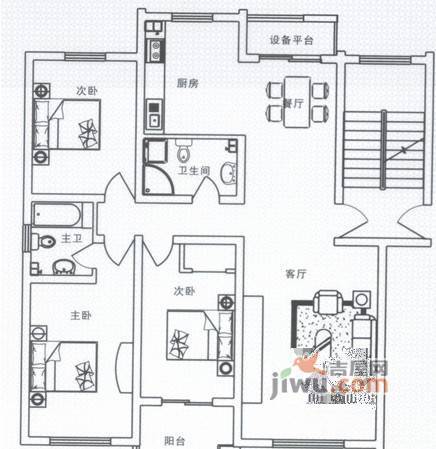 阳光城3室2厅1卫户型图