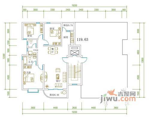 阳光城3室2厅1卫户型图