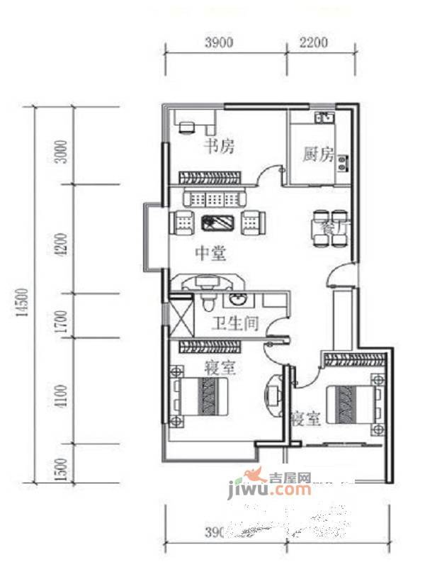 富甲逸品3室2厅1卫106.1㎡户型图