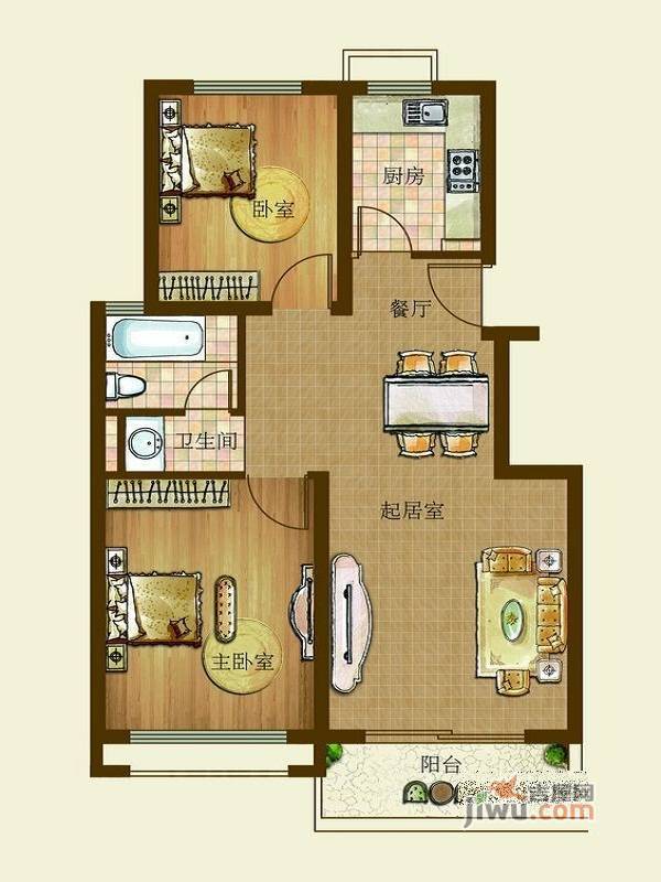 富甲逸品2室1厅1卫90.2㎡户型图