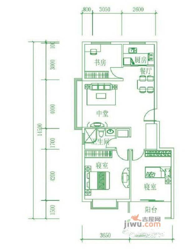 富甲逸品3室2厅1卫户型图