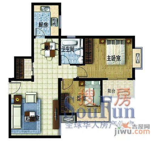 半岛蓝湾2室2厅1卫78.6㎡户型图