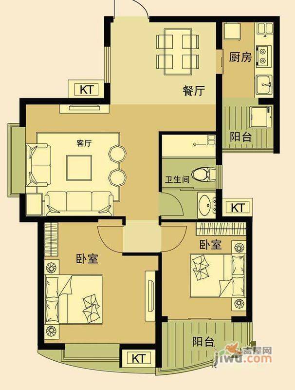 天马相城三期3室2厅2卫127.6㎡户型图