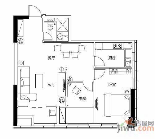 振华国际广场3室2厅1卫93.4㎡户型图