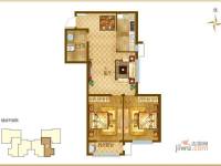 鸿福名城2室2厅1卫91.8㎡户型图