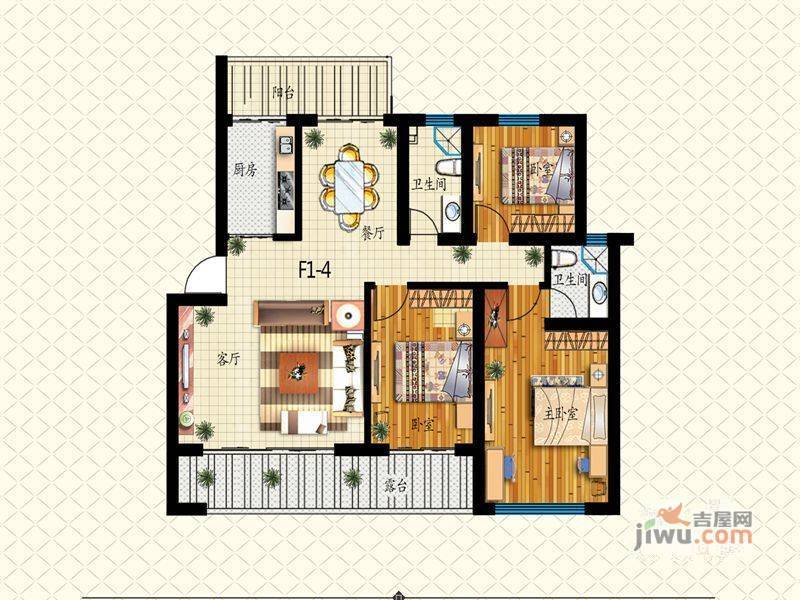 泰莱桃村国际城3室2厅1卫90.8㎡户型图