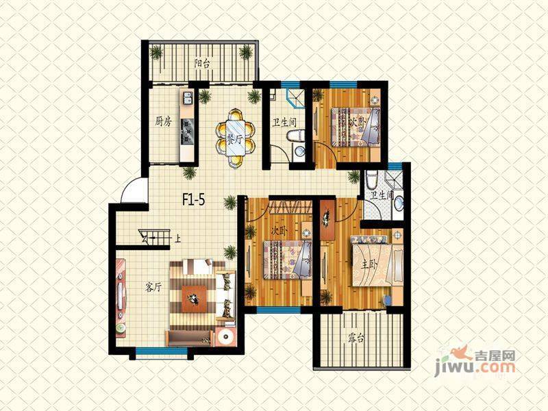 泰莱桃村国际城3室2厅1卫90.8㎡户型图