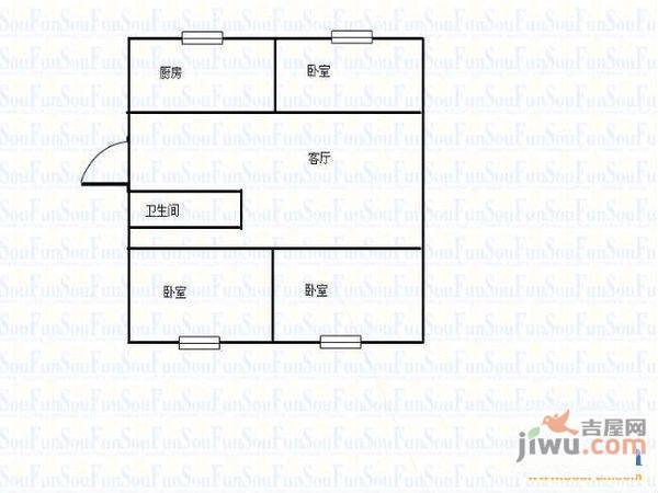 幸福大厦3室2厅1卫户型图