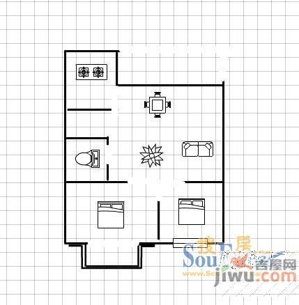 鱼鸟河小区2室1厅1卫户型图