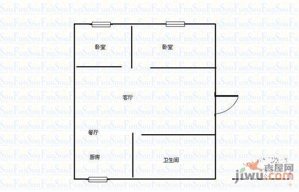 青年家园2室2厅1卫户型图