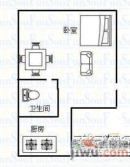 QQ公馆2室2厅1卫54㎡户型图