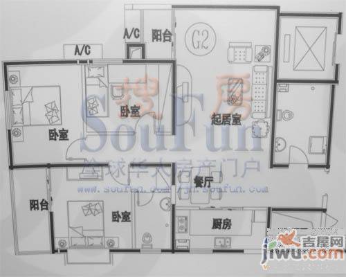 海右重华普通住宅55㎡户型图