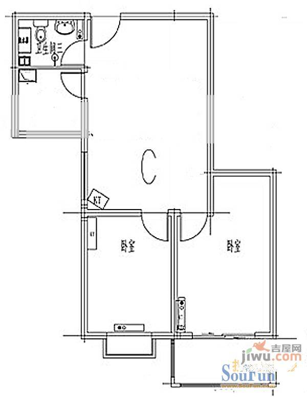 山大新苑2室2厅1卫73.3㎡户型图