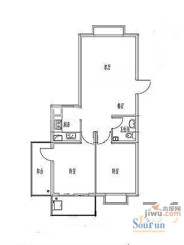 山大新苑2室2厅1卫82㎡户型图