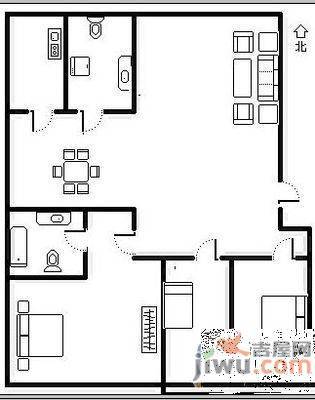 香江花园3室2厅2卫138㎡户型图