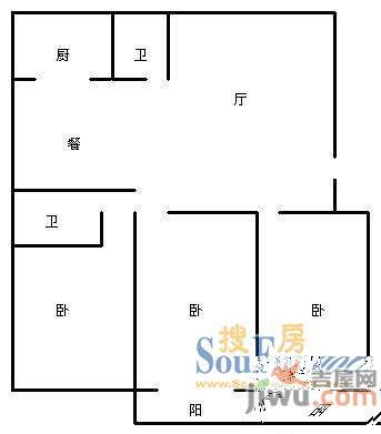 香江花园3室2厅2卫138㎡户型图