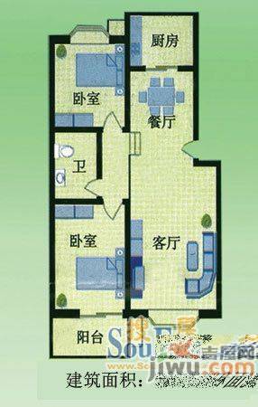 鲁青园2室2厅1卫94.6㎡户型图