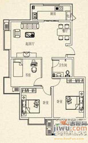 腾骐冠宸1室1厅1卫34㎡户型图